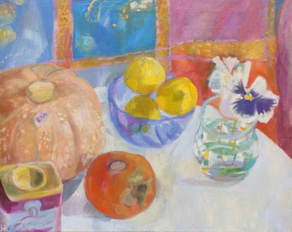 Pintura de fruteros coloridos
