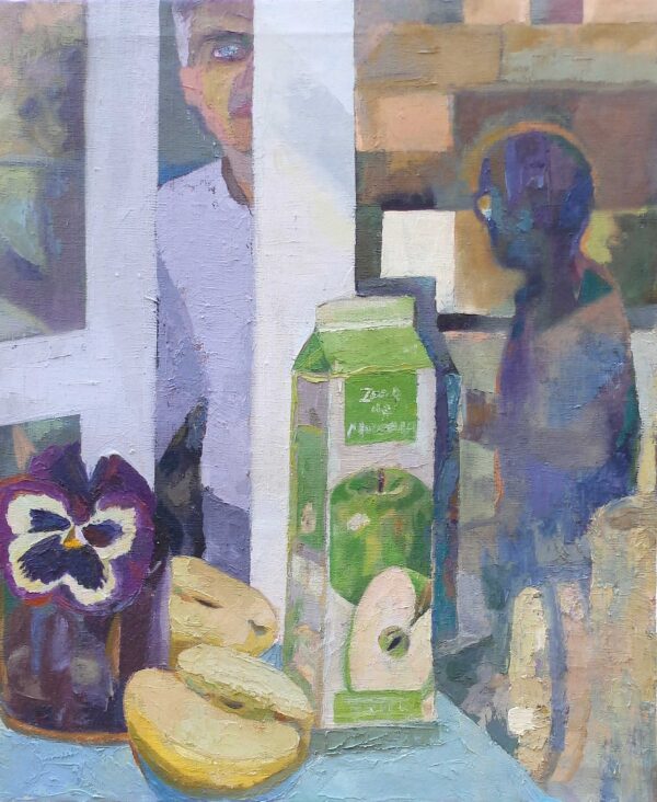 Pintura de un zumo de manzana