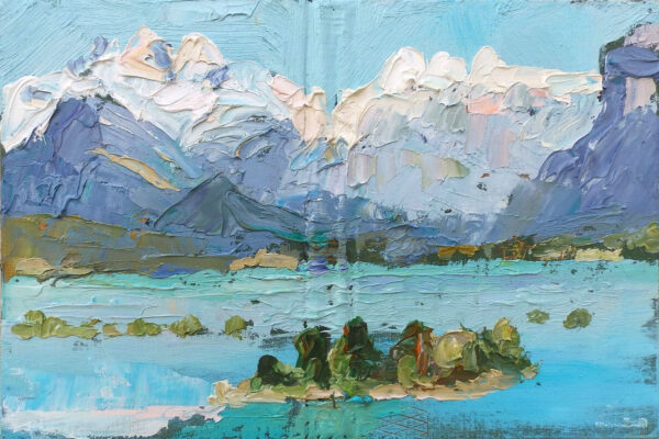 Pintura de una isla en el mar
