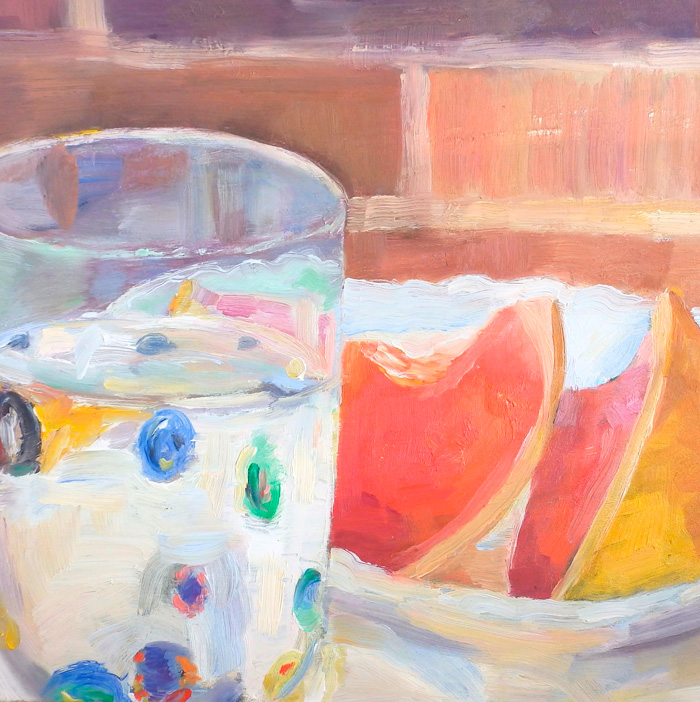 Pintura al óleo de pomelos