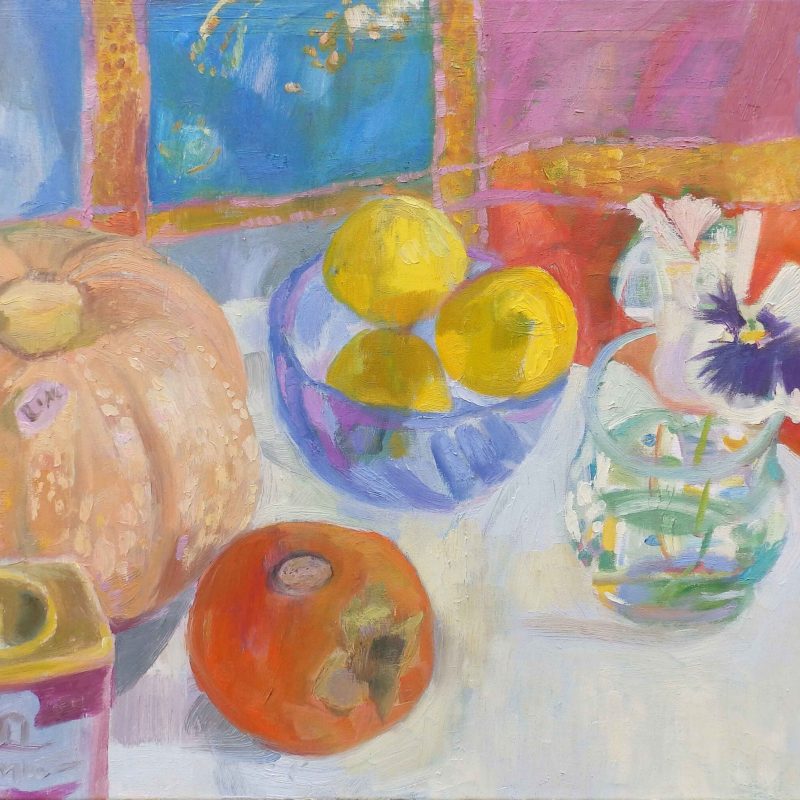 Pintura de fruteros coloridos