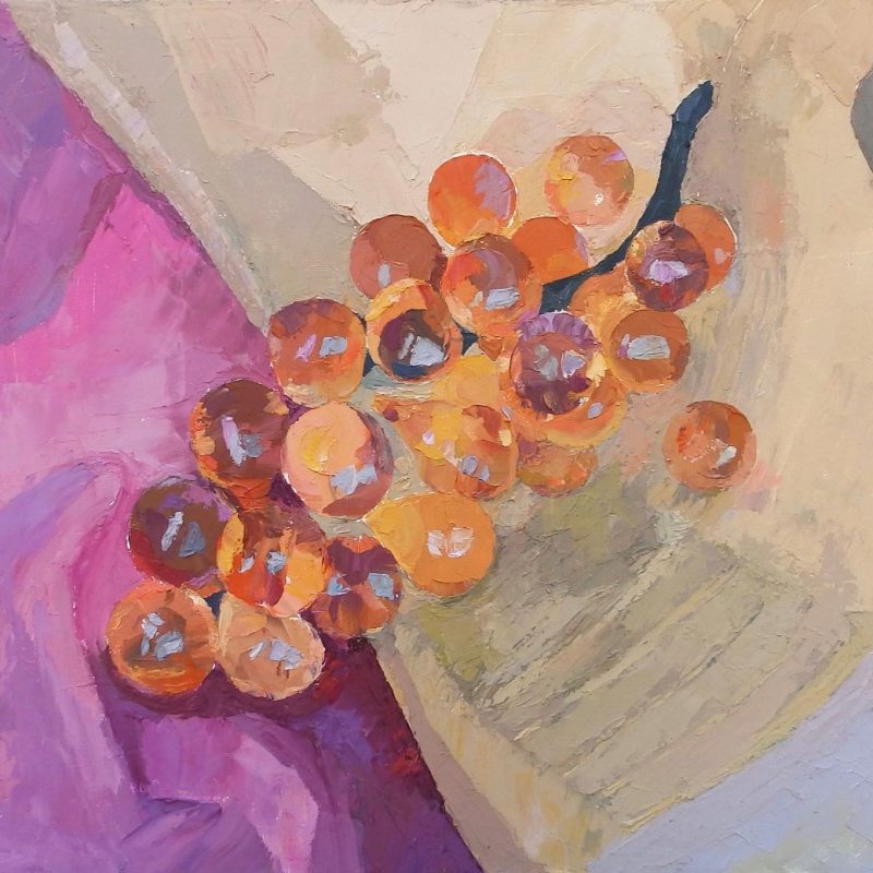 Pintura de unas uvas moradas