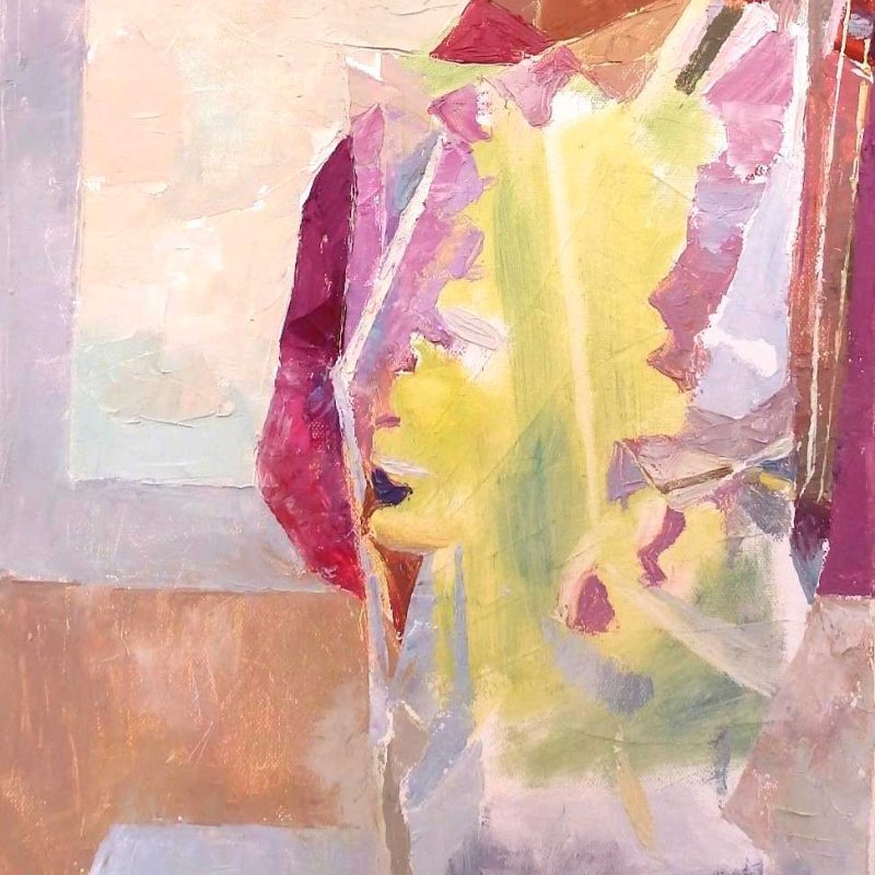 Pintura abstracta de Heidi Ruth con una orquídea verde