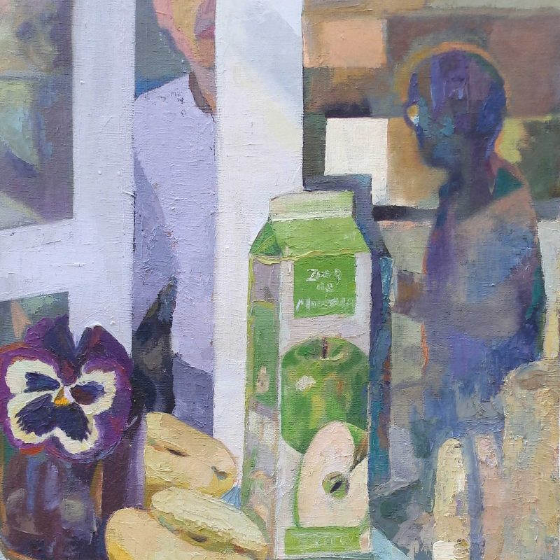 Pintura de un zumo de manzana
