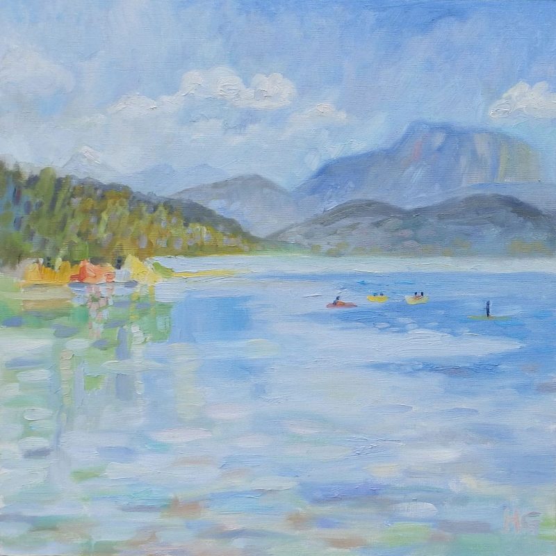 Pintura de una isla en el mar