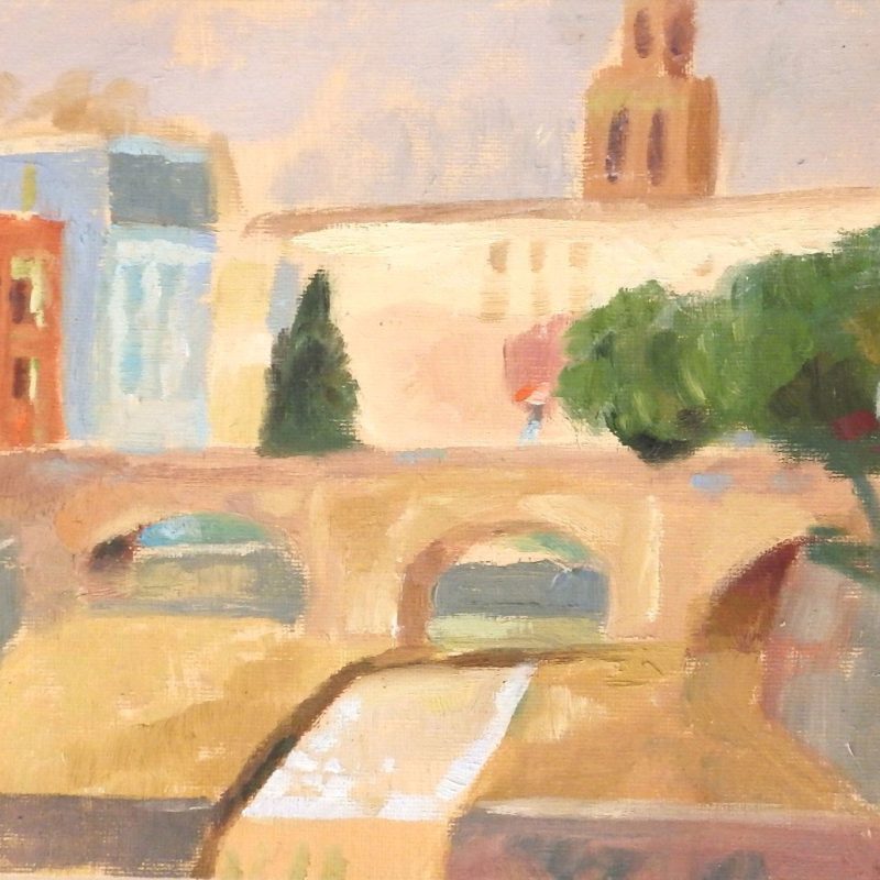 Pintura de la plaza de San Francisco Barbastro